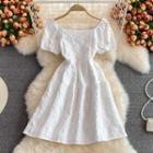 Short Sleeve Jacquard A-line Mini Dress
