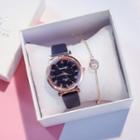 Set: Diamond Cut Glitter Wrist Watch + Rhinestone Bracelet