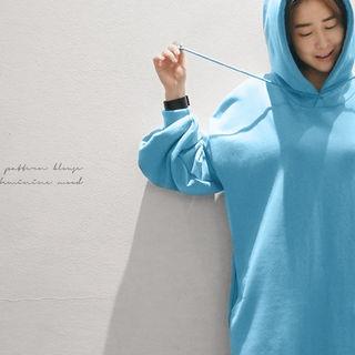 Slit-side Hooded Long Pullover Dress