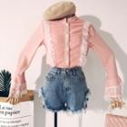 Bell-sleeve Lace Trim Shirt