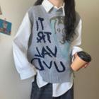 Shirt / Face Jacquard Sweater Vest / Wide-leg Jeans