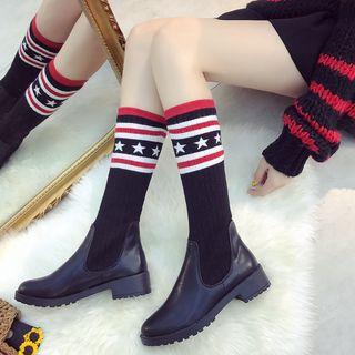 Star Print Mid Calf Boots