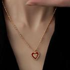 Heart Glaze Pendant Alloy Necklace Gold - One Size
