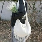 Tassel-detail Knit Shoulder Bag