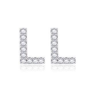 Simple Fashion Letter L Cubic Zircon Stud Earrings Silver - One Size