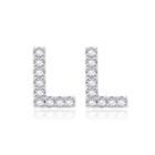 Simple Fashion Letter L Cubic Zircon Stud Earrings Silver - One Size