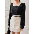 Woolen A-line Miniskirt With Belt