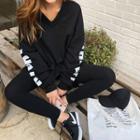 Letter V-neck Oversized Sweatshirt