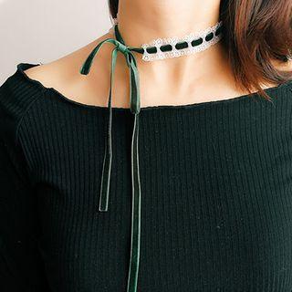 Lace-trim Ribbon Choker
