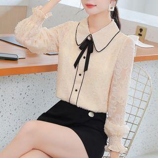Long-sleeve Ribbon Lace Blouse
