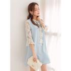 Inset Floral Top Sleeveless Ruffle-hem Dress