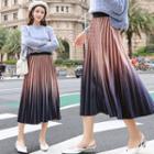 Ombr  Midi A-line Pleated Skirt