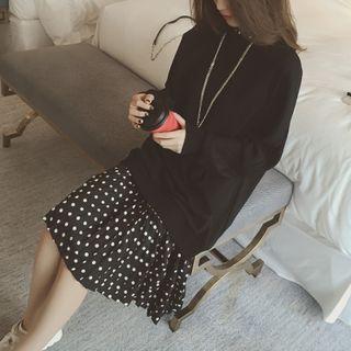 Polka Dot Mock Two-piece Dress