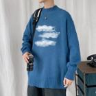 Mock-neck Cloud Jacquard Sweater