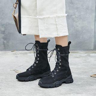 Lace Up Mid-calf Boots