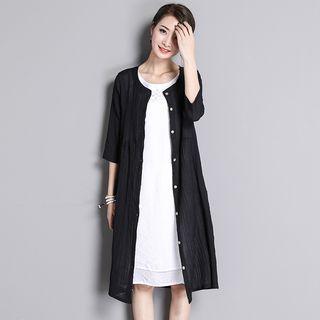 Plain Sheer Elbow Sleeve Light Jacket