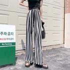 High Waist Drawstring Striped Loose-fit Pants