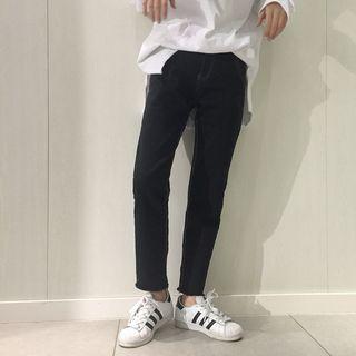 Plain Fringed Jeans