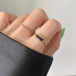 Set Of 2 : Stainless Steel Ring (assorted Designs)
