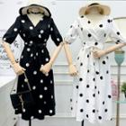 Dotted Maxi Dress With Sash