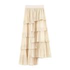 Chiffon Asymmetric A-line Midi Tiered Skirt