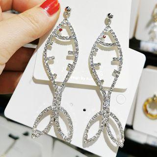 Rhinestone Fish Dangle Earring 1 Pair - As Shown In Figure - One Size