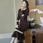 Long-sleeve Knit Mermaid Midi Dress