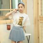 Lace-sleeve Embroidery Top