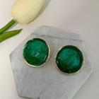 Round Alloy Earring Green - One Size