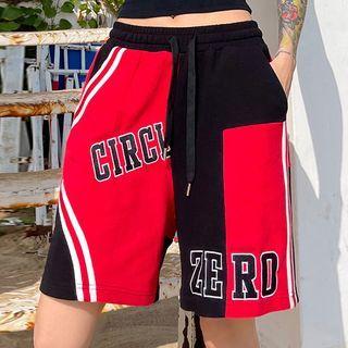 Letter Embroidered Paneled Shorts