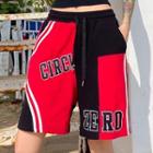 Letter Embroidered Paneled Shorts