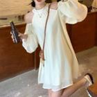 Lantern Sleeve Halter-neck Mini Chiffon Dress