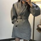 Plaid Single-breasted Coat Dress Black - One Size