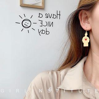 Non-matching Glaze Dangle Earring 1 Pair - Black & Yellow - One Size