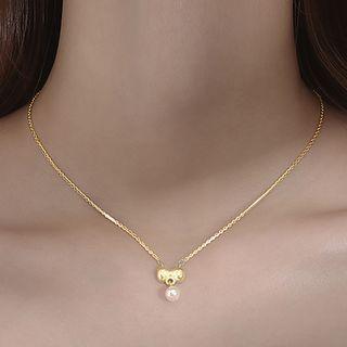Bow Faux Pearl Pendant Sterling Silver Necklace / Bracelet / Set