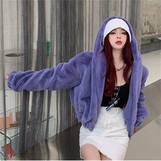 Hooded Zip Jacket Purple - One Size