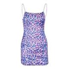 Spaghetti Strap Leopard Print Mini Dress / Fleece Open Jacket
