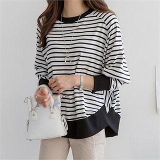 Batwing-sleeve Striped Sweatshirt