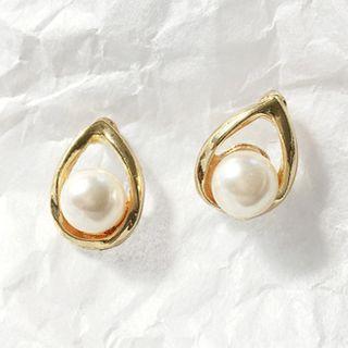 Alloy Faux Pearl Drop Earring 1 Pair - Water Drops Earrings - S925silver - One Size