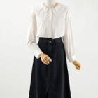 Frayed Denim Midi A-line Skirt / Shirt