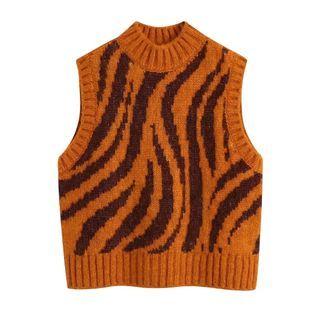 Print Knit Cropped Vest