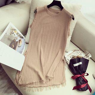 Frayed Sleeveless Knit Top