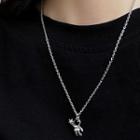 Astronaut Pendant Necklace 2 Pieces - Silver - One Size