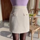 Flap Fluffy Pencil Miniskirt