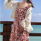 Spaghetti Strap Midi Floral Dress / Light Jacket / Headband / Set