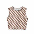 Diagonal Checkered Cropped Tank Top