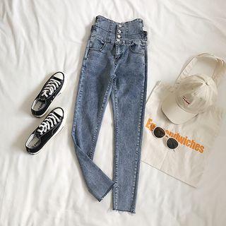Cutout High-waist Skinny Jeans