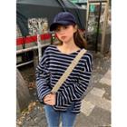 Napped Boxy Striped Pullover