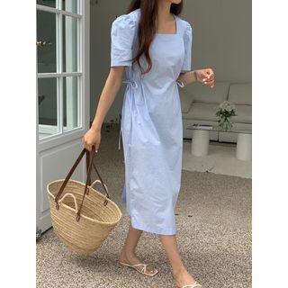 Square-neck Tie-side Long Dress