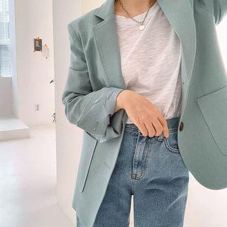 Single-breasted Linen Longline Blazer